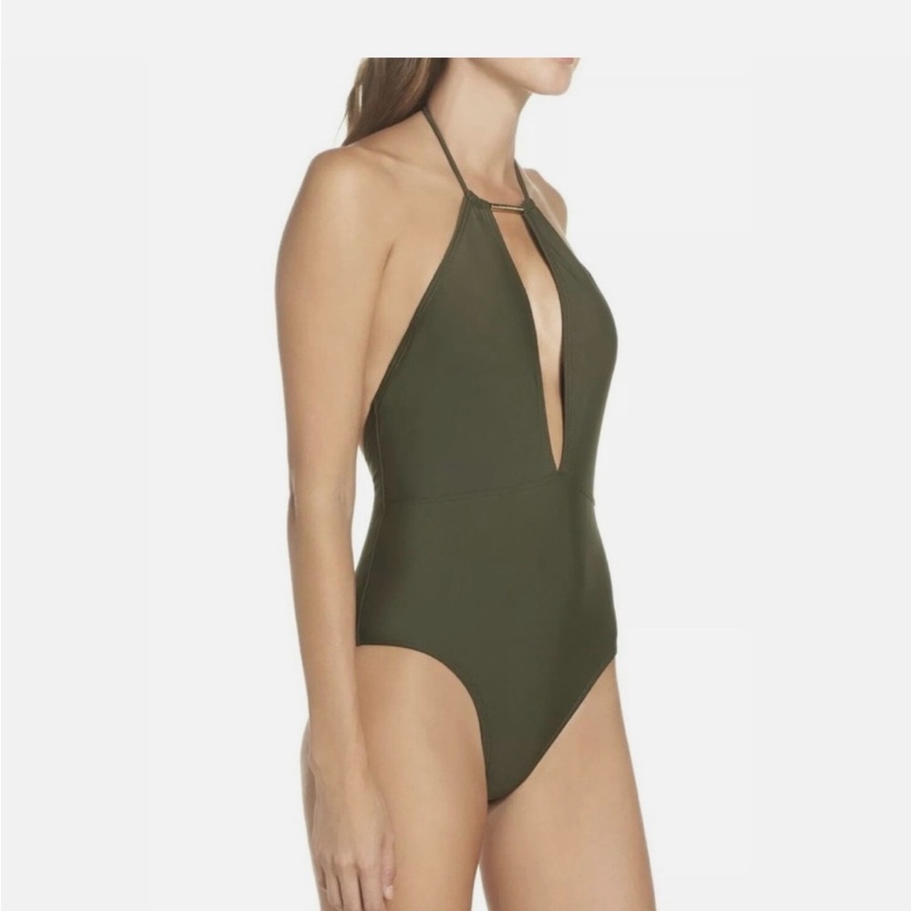 Ted Baker London Rikaa Green Halter One-Piece Swimsuit
